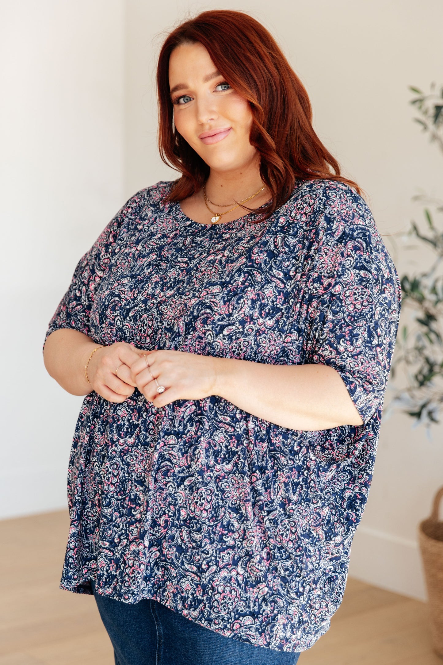 Essential Blouse in Navy Paisley