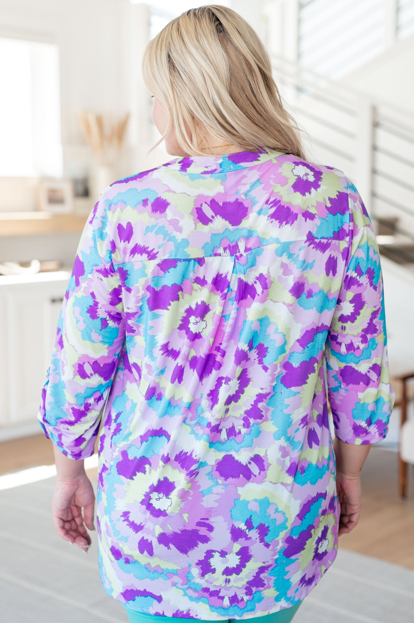 Lizzy Top in Lavender and Purple Brush Strokes